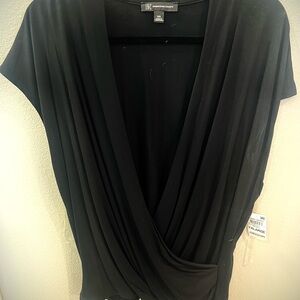 INC International Concepts Black Drape Blouse